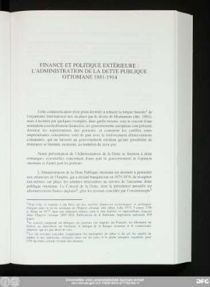 Finance Et Politique Extérieure: L'Administration De La Dette Publique Ottomane 1881-1914
