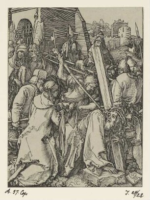 Kreuztragung, aus: Carl August Deis, "Albrecht Dürers Kleine Passion getreu in Holz nachgeschnitten", Eichstätt 1868