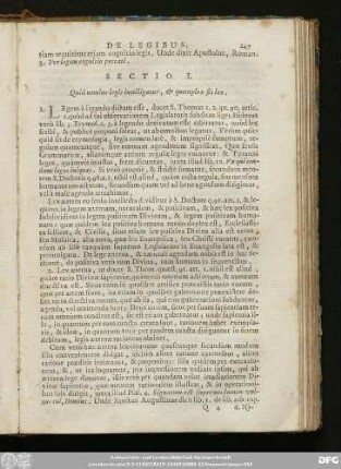 Sectio I. Quid nomine legis intelligatur, & quotuplex sit lex.