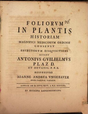 Foliorum in plantis historia