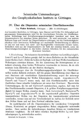 IV. Über die Dispersion seismischer Oberflächenwellen