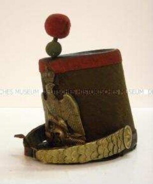 Tschako Modell 1837 für Mannschaften, Linieninfanterie-Regiment Nr. 23, Bataillon Nr. 1, Frankreich