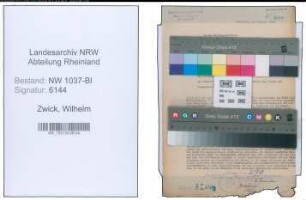 Entnazifizierung Wilhelm Zwick , geb. 19.06.1898 (Schauspieler)