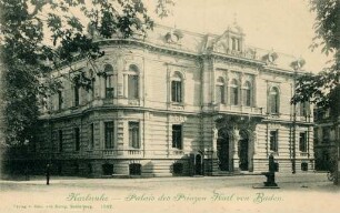 Postkartenalbum mit Motiven von Karlsruhe. "Karlsruhe - Palais des Prinzen Karl von Baden"