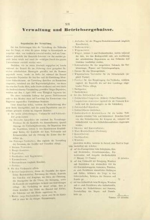 XII. Verwaltung und Betriebsergebnisse