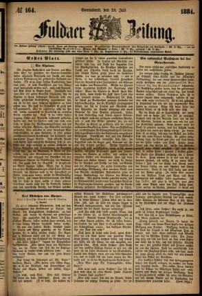 Ausgabe vom Samstag, den 19. Juli 1884.
