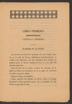 Libro primero - Capítulo primero : El prólogo de un drama