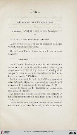 Séance du 26 Décembre 1884