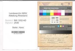 Entnazifizierung Hans Seiter, geb. 27.12.1882 (Masseur)
