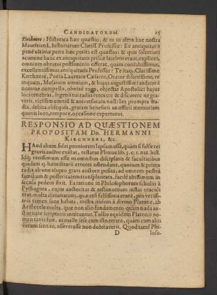 Responsio Ad Quaestionem Propositam Dn. Hermanni Kirchneri, &c.