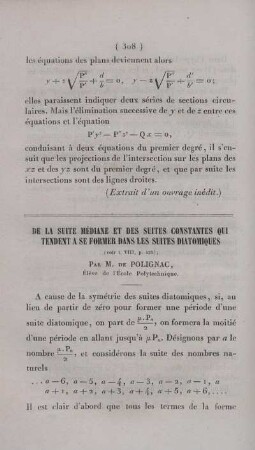 De la suite médiane et des suites constantes qui tendent a se former dans les suites diatomiques.