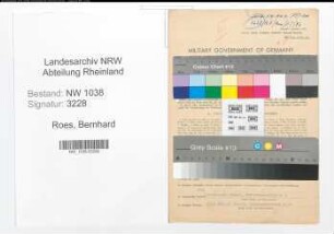 Entnazifizierung Bernhard Roes , geb. 07.11.1884 (Postbeamter)