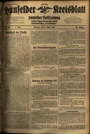 Erste Ausgabe vom Montag, den 03. Juni 1935.