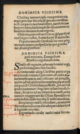 Dominica Vigesima post trinitatis ...