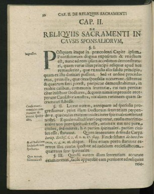 Cap. II. De Reliquiis Sacramenti In Causis Sponsaliorum, §. I. - §. XL.
