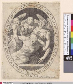 [Der Leichnam Christi von Engeln gehalten(im Oval)]