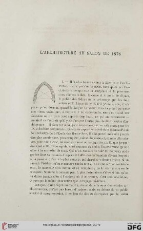 2. Pér. 13.1876: L' architecture au Salon de 1876