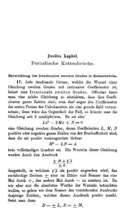 Zweiter Kapitel. Periodische Kettenbrüche.