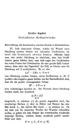 Zweiter Kapitel. Periodische Kettenbrüche.