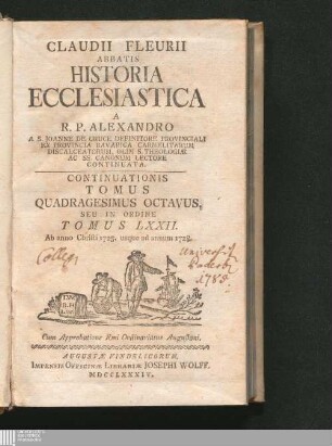 Continuationis Tomus Quadragesimus Octavus, Seu In Ordine Tomus LXXII: Ab anno Christi 1725. usque ad annum 1728