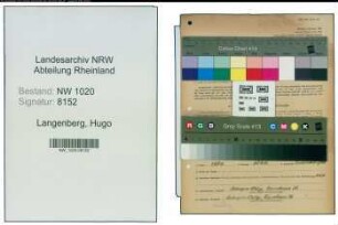 Entnazifizierung Hugo Langenberg , geb. 26.02.1877 (Fabrikant)