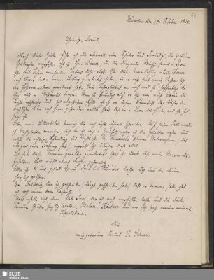 Bl. 63: SvC, Julius an Bunsen, München, 04.10.1834