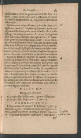 Caput XIV. De oppositis in genere.
