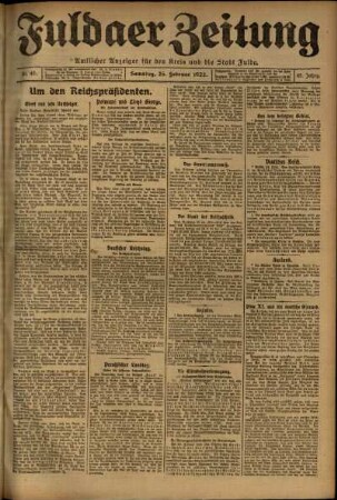 Ausgabe vom Samstag, den 25. Februar 1922.