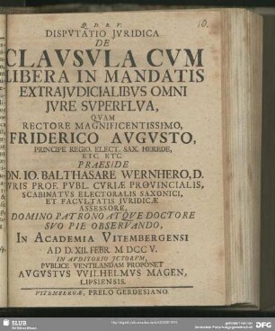 Disputatio Iuridica De Clausula Cum Libera In Mandatis Extraiudicialibus Omni Iure Superflua