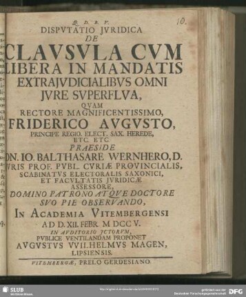 Disputatio Iuridica De Clausula Cum Libera In Mandatis Extraiudicialibus Omni Iure Superflua