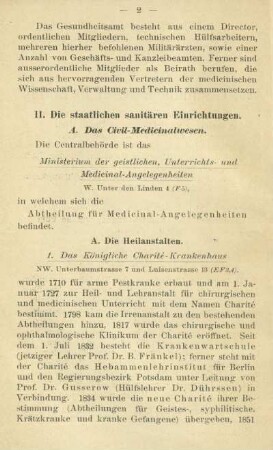 II. Die staatlichen sanitären Einrichtungen