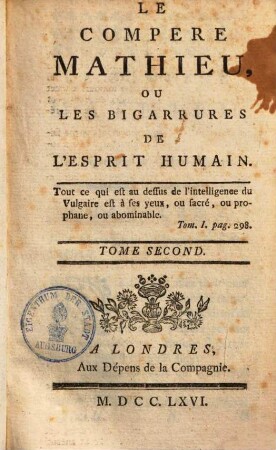 Le compère Mathieu, ou les bigarrures de l'esprit humain, 2.