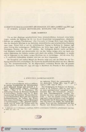 Schrifttum der Klassischen Archäologie aus den Jahren 1939 bis 1946 in Europa ausser Deutschand, Russland und Italien