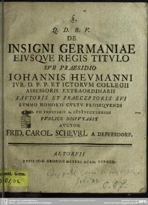 De insigni Germaniae eivsqve regis titvlo