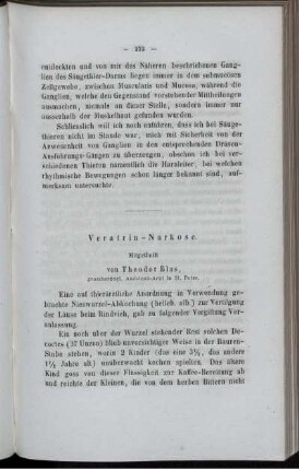 Veratrin-Narkose.