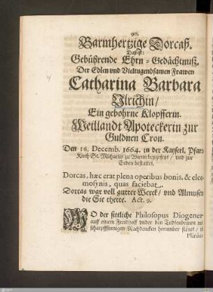 Ehrengedächtnis ... Catharina Barbara Ulrich