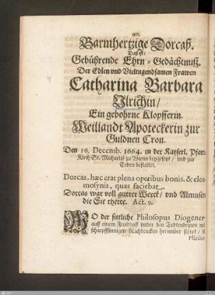 Ehrengedächtnis ... Catharina Barbara Ulrich