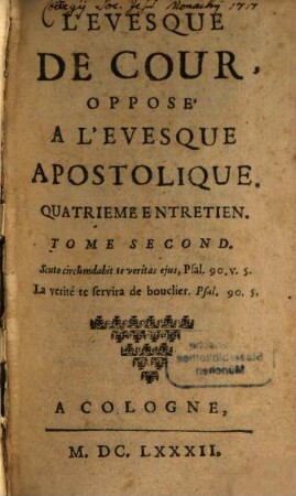 L' Evesque De Cour, Opposé A L'Evesque Apostolique, 2