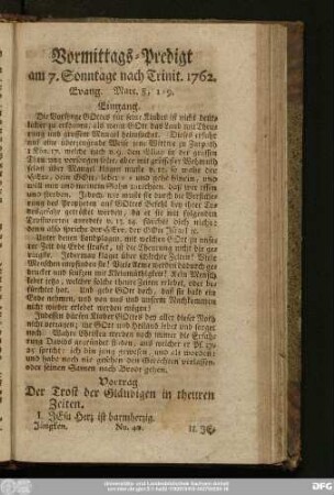 [No. 40.] Vormittags-Predigt am 7. Sonntage nach Trinit. 1762. Evang. Marc. 8, 1 - 9.