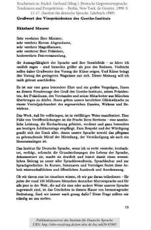 Grußwort des Vizepräsidenten des Goethe-Instituts