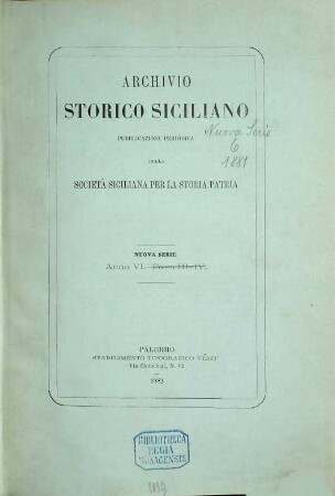 Archivio storico siciliano. 6. 1881