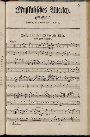 17tes Stück. Berlin, den 14ten März 1761. - 24tes Stück. Berlin, den 2ten May 1761.