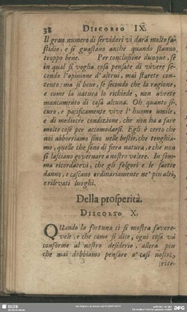 Della prosperità. Discorso X.