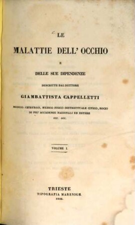 Le malattie dell'occhio e delle sue dipendenze, 1