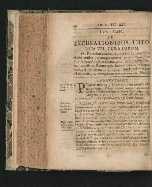 Tit. XXV. De Excusationibus Tutorum Vel Curatorum.
