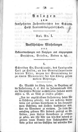 Anlagen zum funfzehnten Jahresberichte der Schlesw. Holst. Landesbibelgesellschaft.