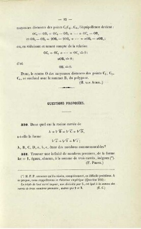 Questions proposées.