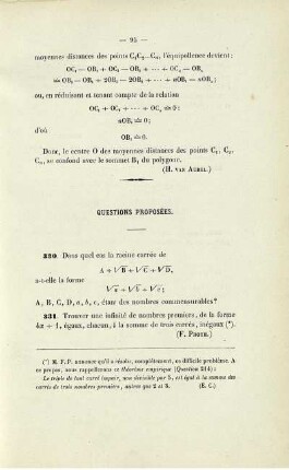 Questions proposées.
