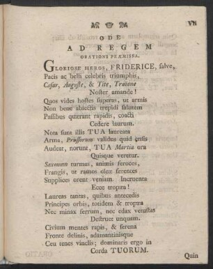 Ode Ad Regem Orationi Praemissa