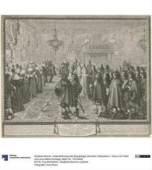 Unterzeichnung des Ehevertrags zwischen Władysław IV. Wasa von Polen und Luisa Maria Gonzaga